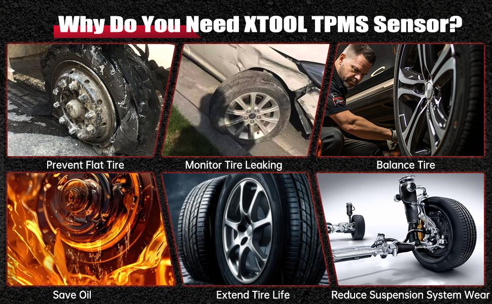 [Summervibes] XTOOL TS100 TPMS Sensor(315/433MHz), Programmable Car TPMS Sensor Replacement, Tire Pressure Monitoring System Sensor, Work with XTOOL TP150/IP819TP tire pressure monitor tpms programming tool
