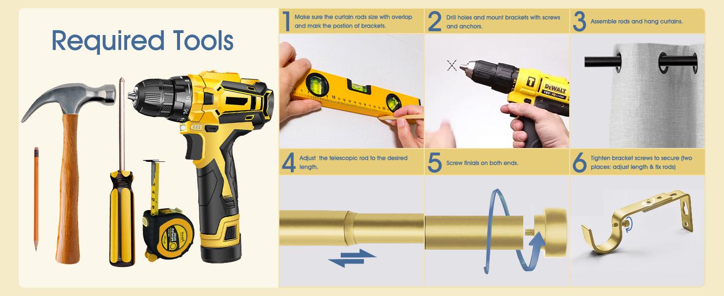 Curtain Rods for Windows, 1 Inch Curtain Rod Set, Heavy Duty Drapery Rods with Adjustable Curtain Rods, Outdoor Curtain Rod with Simple End Caps, Room Divider Curtain Rod, Gold Outdoorfun Interior Decoration Accessories Curtain Rods for Windows, 1 Inch Curtain Rod Set, Heavy Duty Drapery Rods with Adjustable Curtain Rods, Outdoor Curtain Rod with Simple End Caps, Room Divider Curtain Rod, Gold Outdoorfun Interior Decoration Accessories