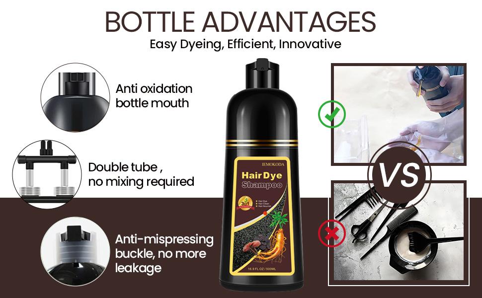 Natural Coffee Hair Dye Shampoo – 3-in-1 Herbal Formula for Men & Women, Long-Lasting Color in 10-15 Mins, Instant Color Shampoo Hair Shampoo Champu Con Tinte Para Canas, Paraben-Free & Hypoallergenic 16.9 Fl Oz