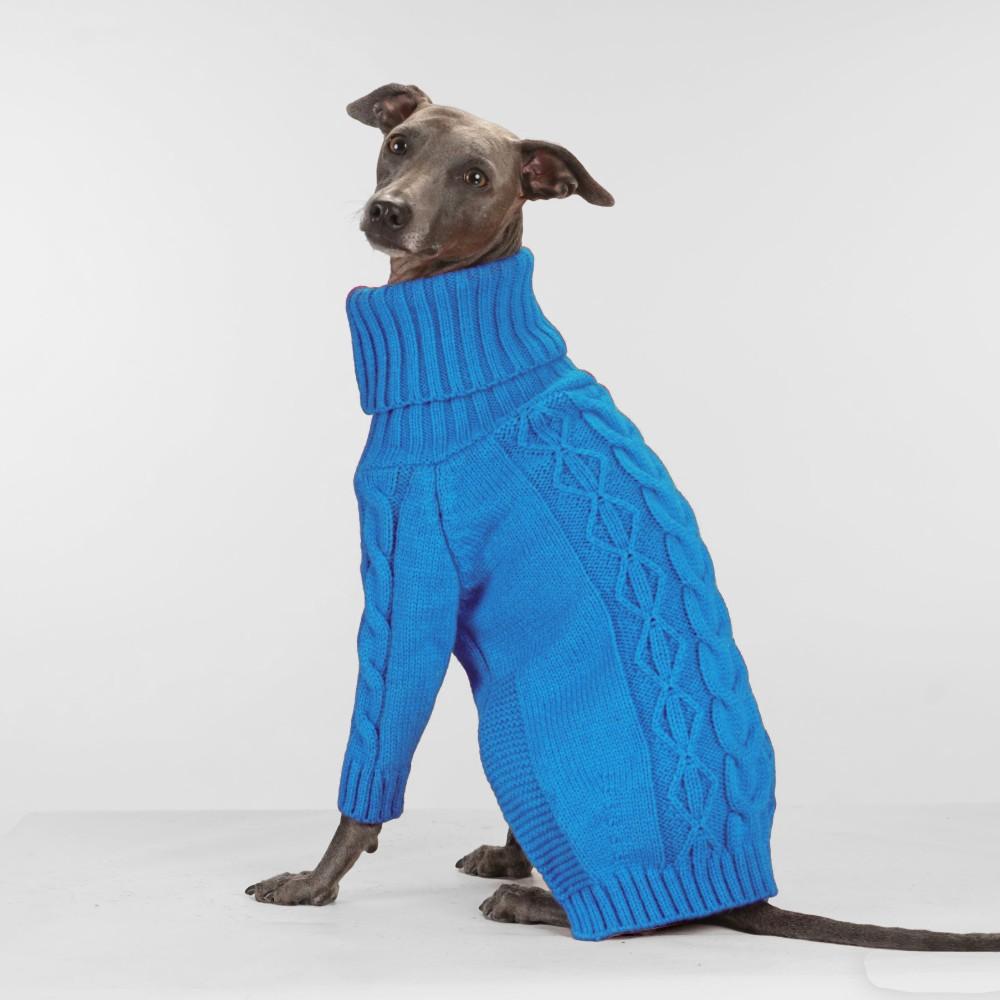 Blue Comfortable High-Neck Dog Sweater Autumn Winter Style Belly Protection Two-Leg Sweater - High-Neck Long Sleeve Knit Pullover, Suitable for Small Medium Large Dogs Whippet Greyhound Beagle Two-Leg Clothing, Spring Autumn Winter Dog Clothes