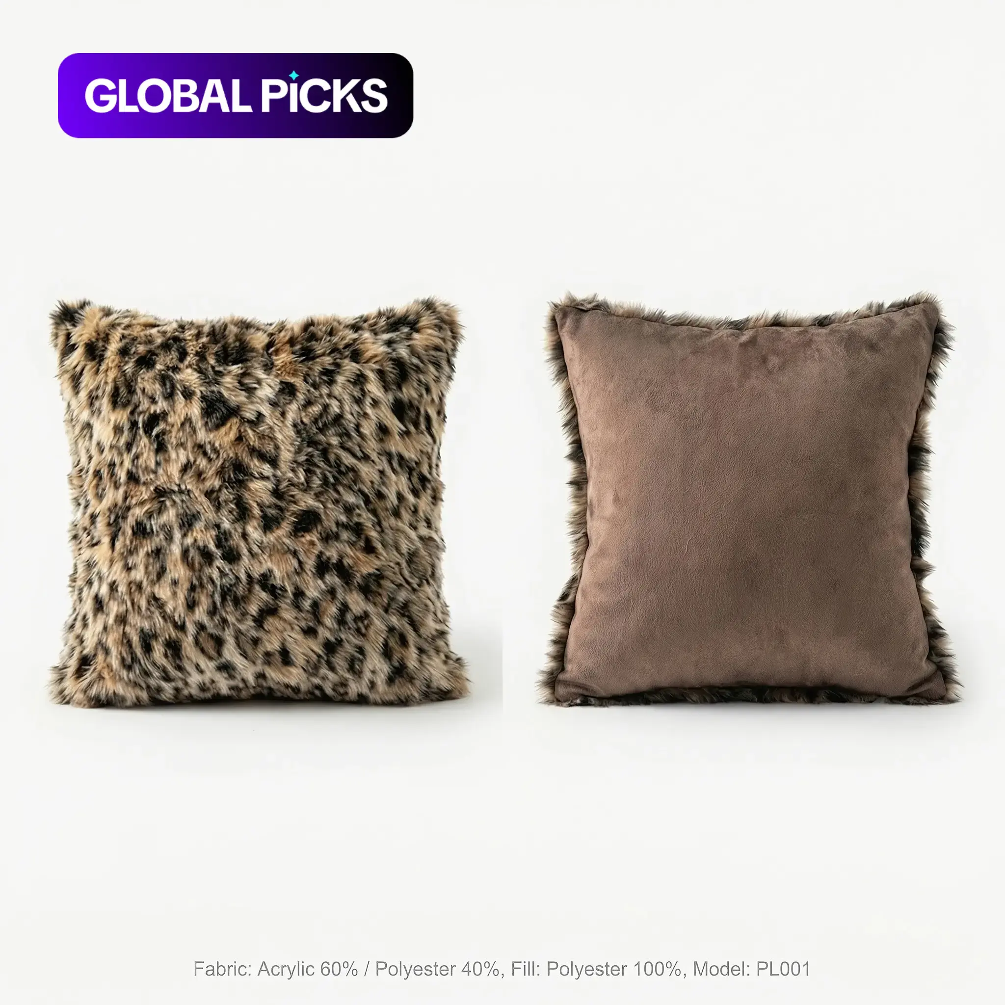 Double-Sided Leopard Print Plush Pillow, Soft and Comfortable, Cover with Polyester Fiber Fill, Decorative Cushion for Sofa and Living Room, Home Decorative Cushion, Sofa Cushion Decorations
