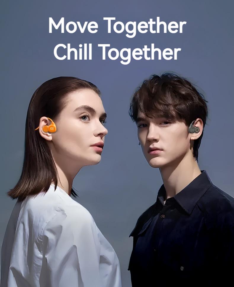 Open-Ear Neckband Headphones, Wireless Air Conduction Headphones, Hi-Fi Sound, LED Battery Display, Clear Call Noise Reduction Mic, Lightweight Secure Fit, Bluetooth 5.4, Sweatproof Sports Headphones for Running & Workout – New Year Gifts for Men & Women