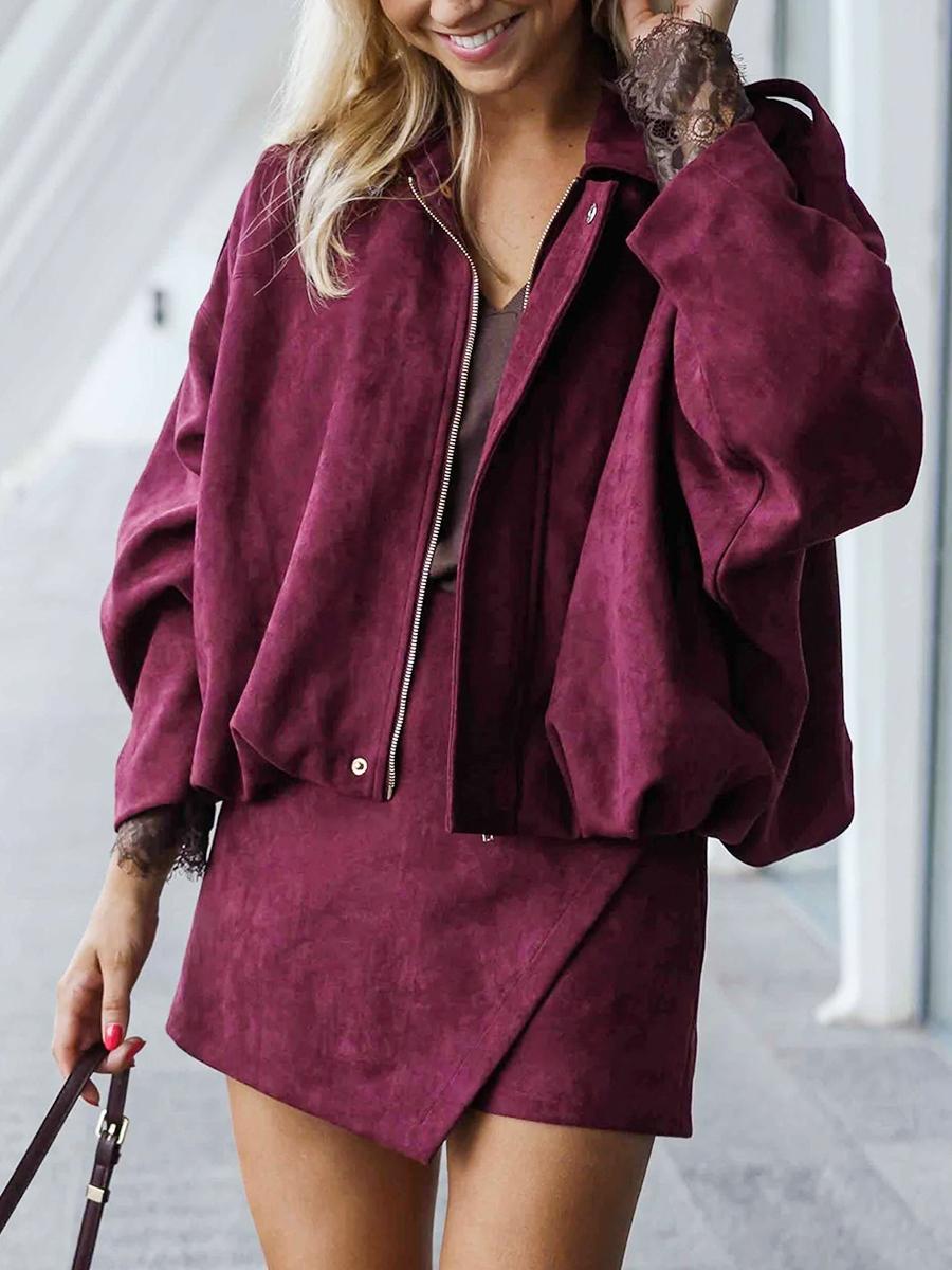 Women Solid Fall Winter Long Sleeve Loose Jacket Ladies Daily Casual Outfit Vintage Coat