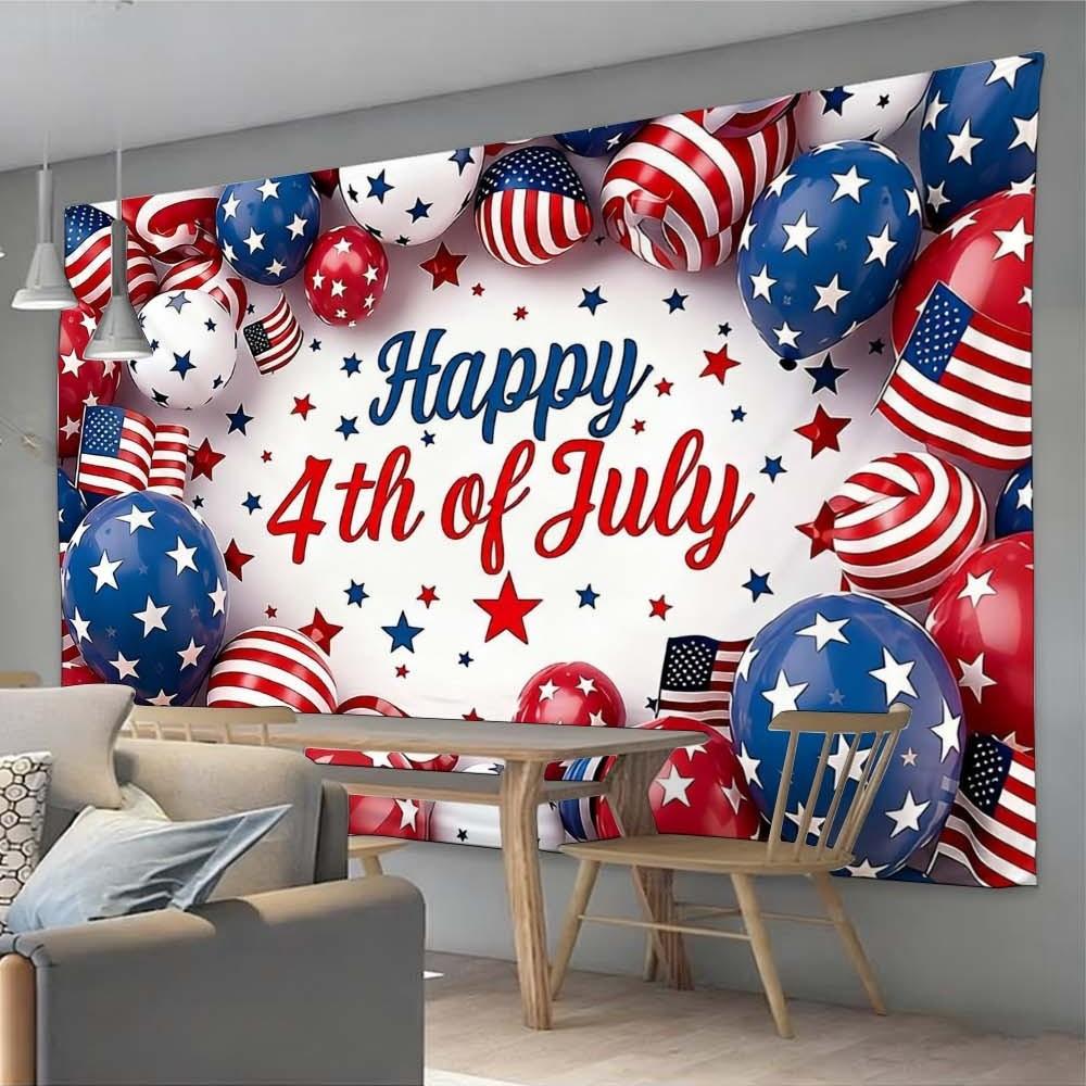 1PC 4th of July Themed Wall Decoration for Living Rooms Bedrooms Vibrant Atmosphere Enhancement for Gatherings Independence Day Celebration Background Hanging Fabric