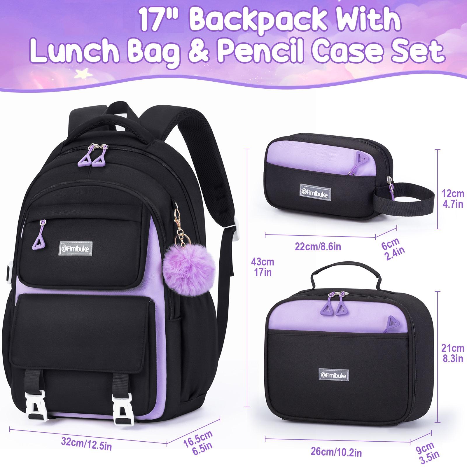Fimibuke Waterproof 3 PCS Backpack Set with Lunch Bag & Pencil Case – Lightweight School Bag Bookbag for Girls and Boys , Ideal for Elementary Middle High School Students dealsforyoudays