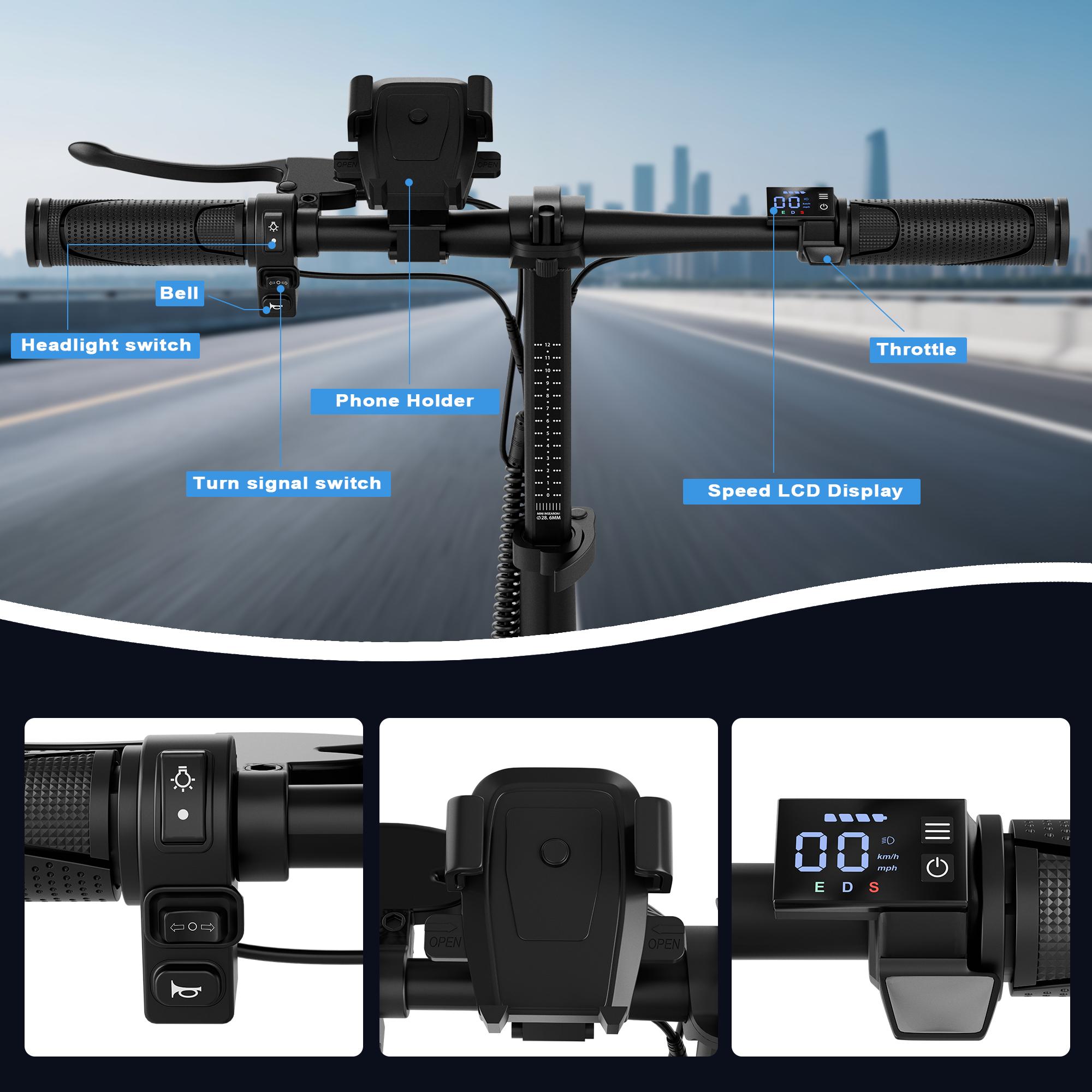 Electric Scooter, Top Speed 22 MPH, Rear Disc Brake + Electronic Brake,14 inch Inflatable Tires,E Scooter with Seat for Adults