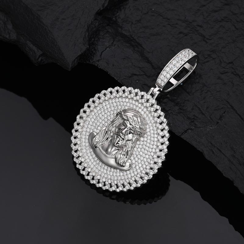 【#P524】UCCIYO S925 Sterling Silver Synthetic Moissanite Pendant Necklace for Women Men Hip Hop Jewelry Gift