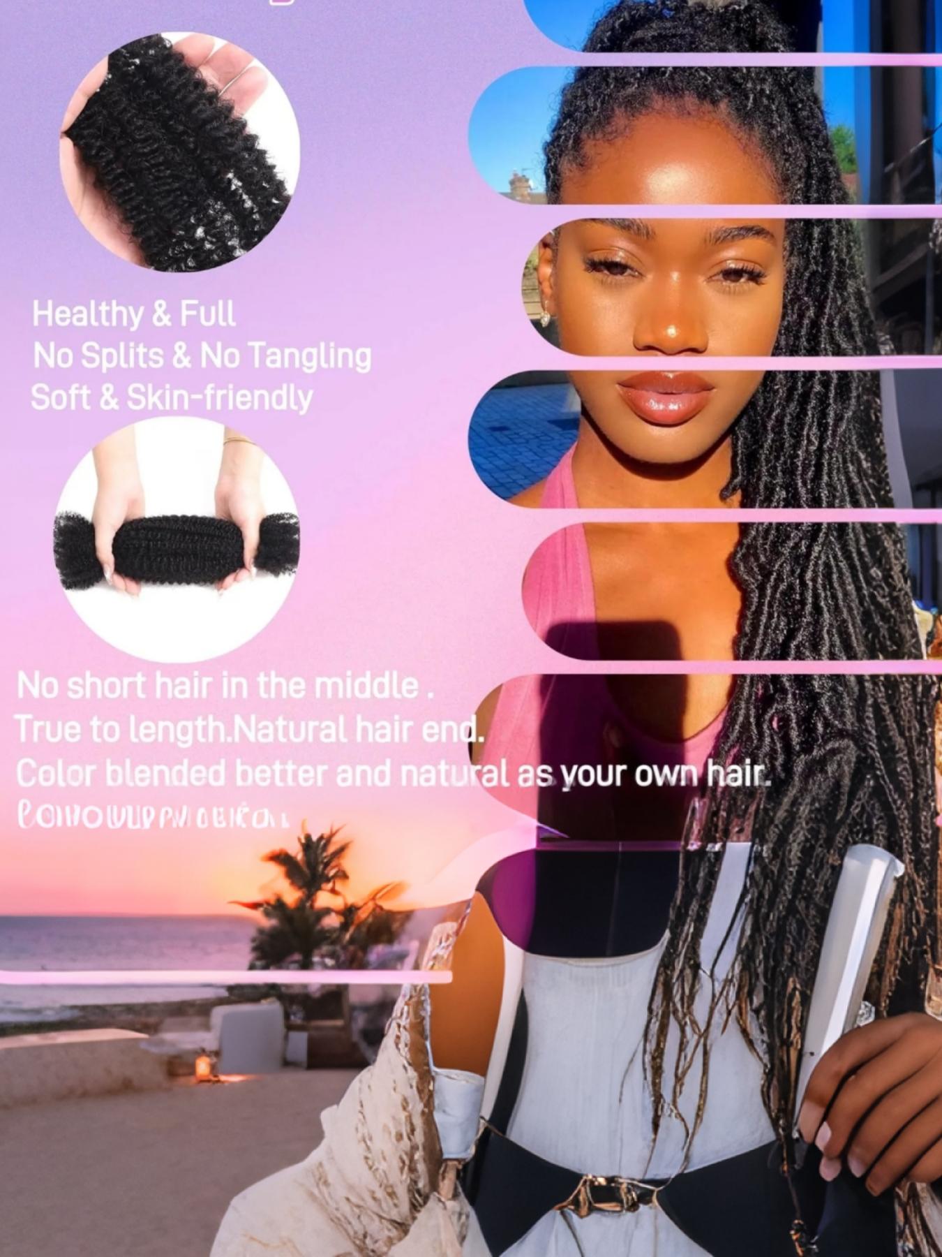 High-Quality 18-22 Inch African Curly Synthetic Hair, Soft and Bouncy, Ideal for Dreadlock Extensions, Braiding, and Styling