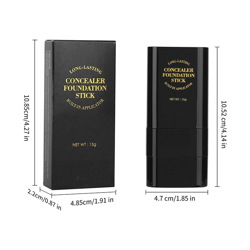 5-color Dual -Ended Foundation Concealer Stick, Dual-ended with Built-in Brush, Moisturizing & Lightweight，Versatile Cosmetic Tool