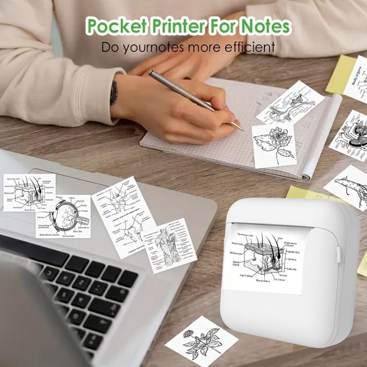 Portable Wireless Mini Printer, Thermal Inkless Pocket Printer, Compatible with iOS and Android, Ideal for Photos, DIY Projects
