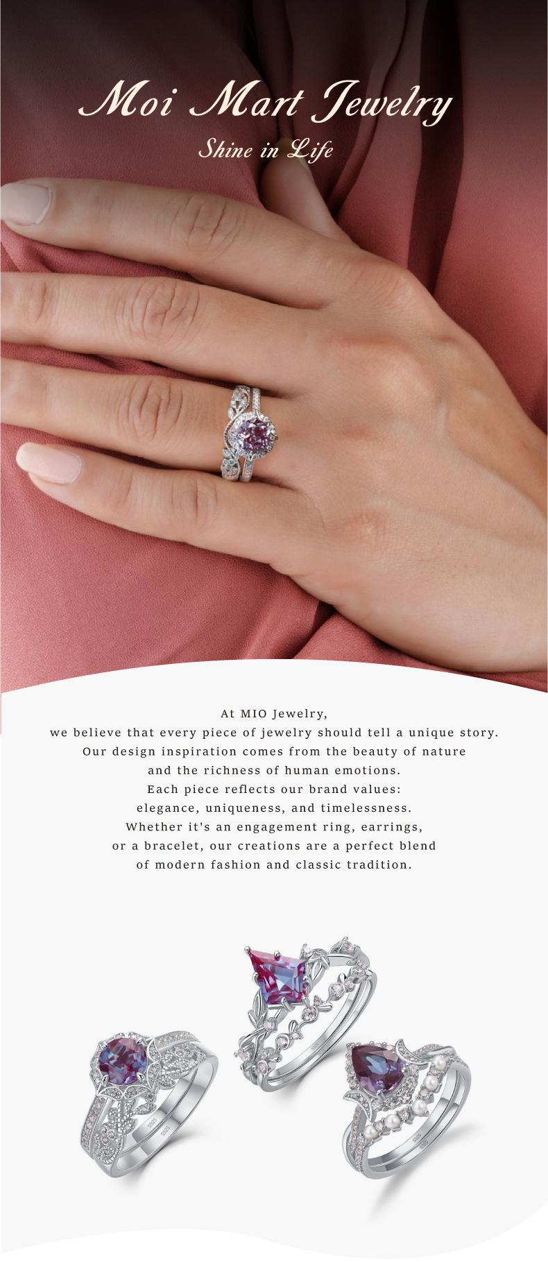 Mystic Twilight Synthetic Alexandrite Ring Color-changing lab gemstones in S925 Silver, Perfect Gift for Valentine's or unique jewelry fairy ring