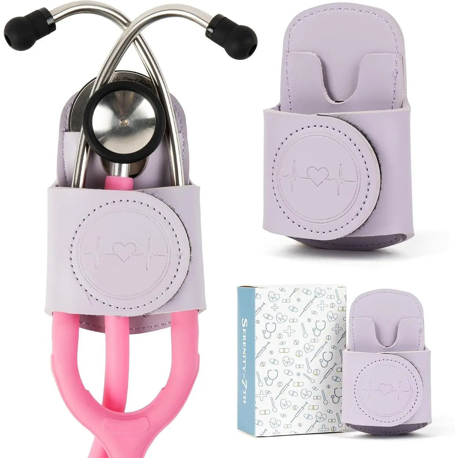 Clip-On Compact Stethoscope Hip Holder, Cute & Hygienic Nurse Accessory, Durable Adhesive Clip, Lavender, Packaged in Gift Box