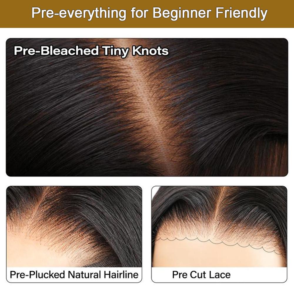 Midulla Water Wave Wear to Go Glueless Wigs Human Hair Pre Bleached Knots 7x5 Pre Cut Lace Closure Wigs Pre Plucked Curly Human Hair Lace Front Wigs Beginner Friendly