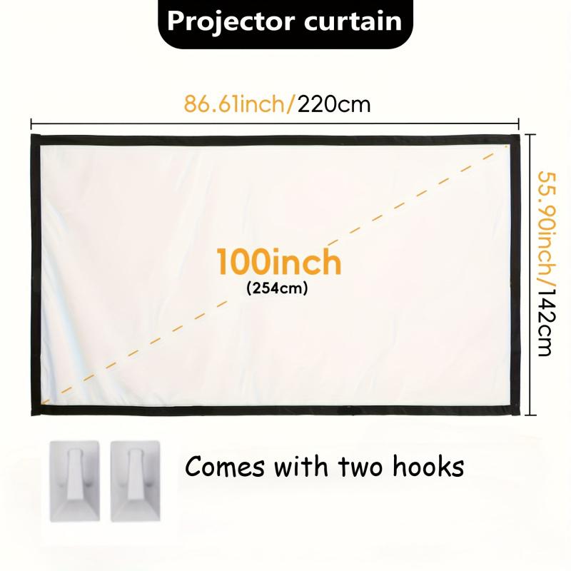 4K 100-inch/60-inch 3D projection screen, suitable for home theater and outdoor/indoor projectors, portable and foldable 4K screen, a must-have 4K screen for projectors, making projections clearer