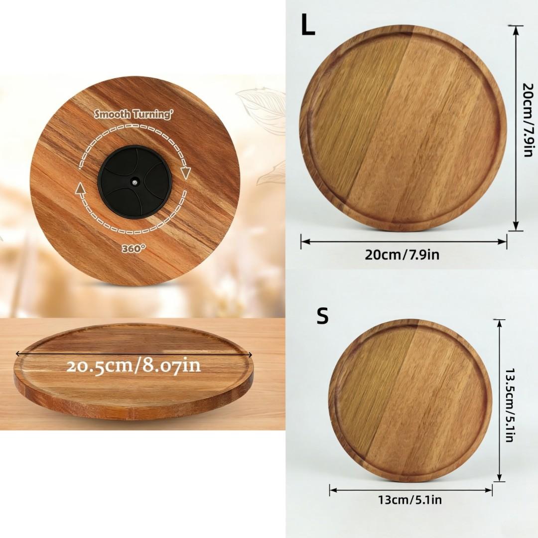Creative Wooden Round Lazy Susan, 360° Rotating Tray for Kitchen, Bathroom, Dining Room, Easy to Clean, Ideal Mother's Day Gift