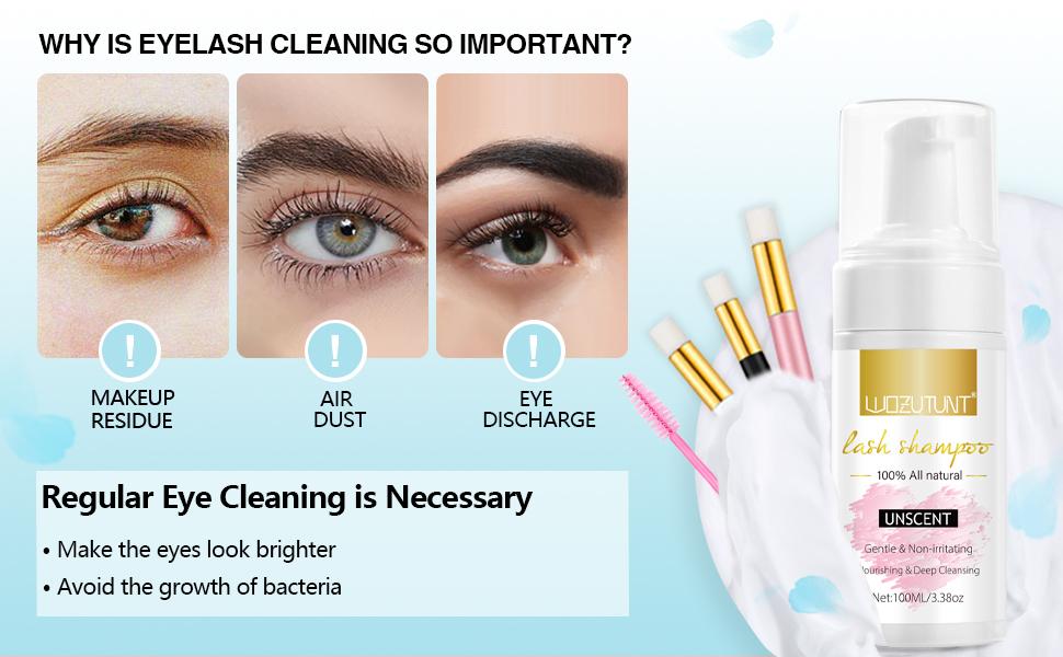 7 Counts 3.38oz Lash Shampoo for Eyelash Extensions Set Gentle Lash Mousse Cleanser with Lash Brushes for Clean Lashes Nourishing Cleansing