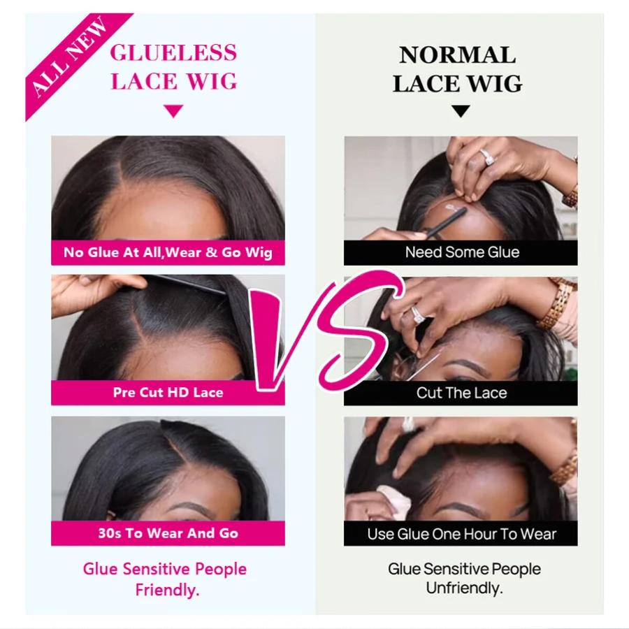 Glueless 5x5 Ready to Wear Deep Wave Lace Clousure Wig Human Hair For Women Pre Plucked 6x4 Curly Brazilian Transparent Lace Front Wigs