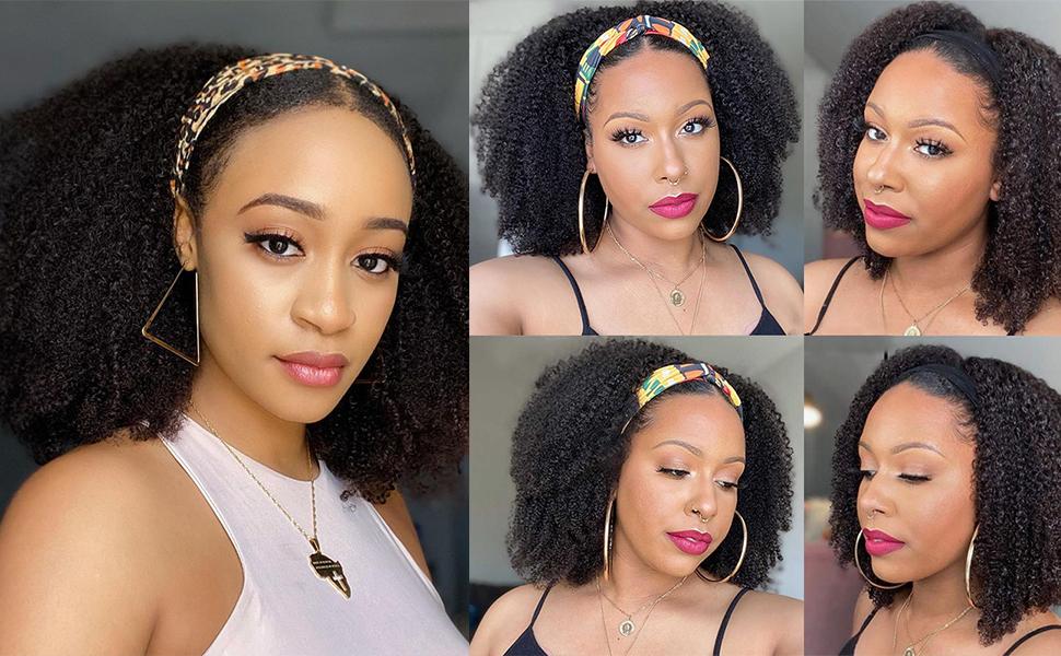 Bling Hair Afro Kinky Curly Headband Wig Human Hair 180% Density Afro Wigs For Black Women Human Hair Glueless Human Hair Full Machin Made Wigs Natural Color Bling Hair Afro Kinky Curly Headband Wig Human Hair 180% Density Afro Wigs For Black Women Human Hair Glueless Human Hair Full Machin Made Wigs Natural Color