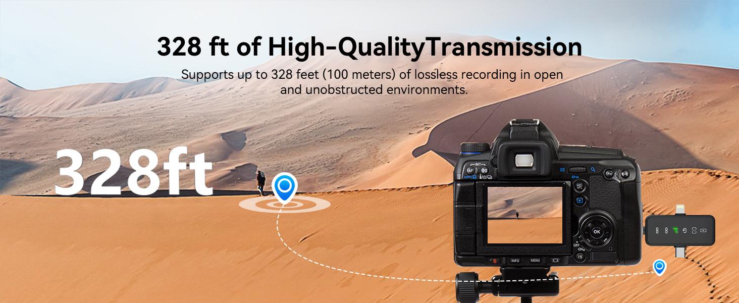 PQRQP 3 in 1 Microphone for iPhone/Android/Camera, Wireless Lavalier Microphone, 328ft Transmission, 18H Battery Life, Mini Microphone for Record Interview, Vlogs, YouTube, Tiktok