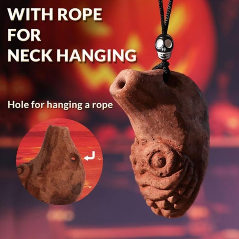 Aztec Death Whistle, 125+ dB Loud Realistic Human Scream Sound, Includes Rope and Bag, Portable Outdoor Emergency Survival Tool and Party Supply, Outdoor Survival Supplies