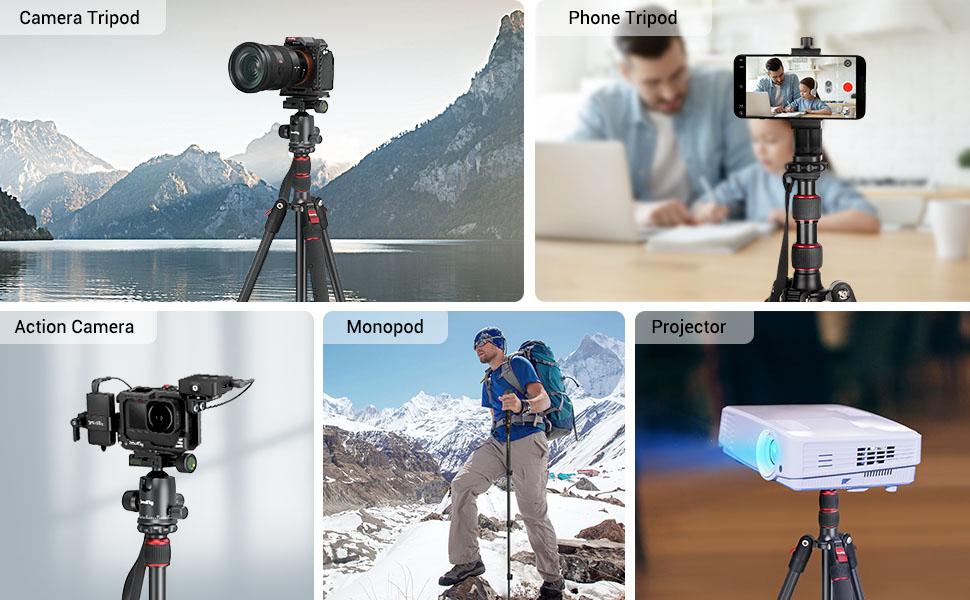 SmallRig 71" Camera Tripod, Foldable Aluminum Tripod & Monopod, 360°Ball Head Detachable, Payload 33lb, Adjustable Height from 16" to 71" for Camera, Phone-3935 SmallRig 71" Camera Tripod, Foldable Aluminum Tripod & Monopod, 360°Ball Head Detachable, Payload 33lb, Adjustable Height from 16" to 71" for Camera, Phone-3935