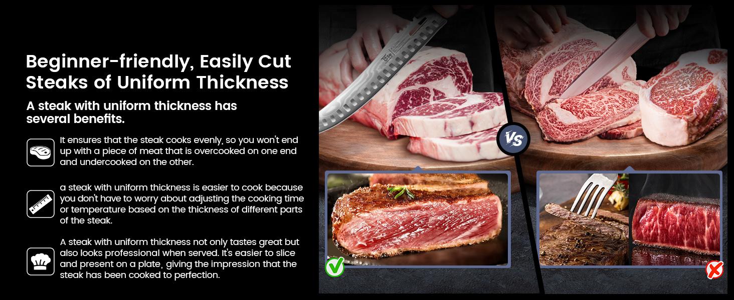 【DealsForYouDays】 SYOKAMI Stainless Steel Butcher Knife, 10.5 Inch High Carbon Japanese Style Carving Knife with Wood Full Tang Wooden Handle, Damascus Pattern Cooking Knives, Razor Sharp Breaking Kitchenware with Gift Box Ideal for Valentine's Day, Cutti