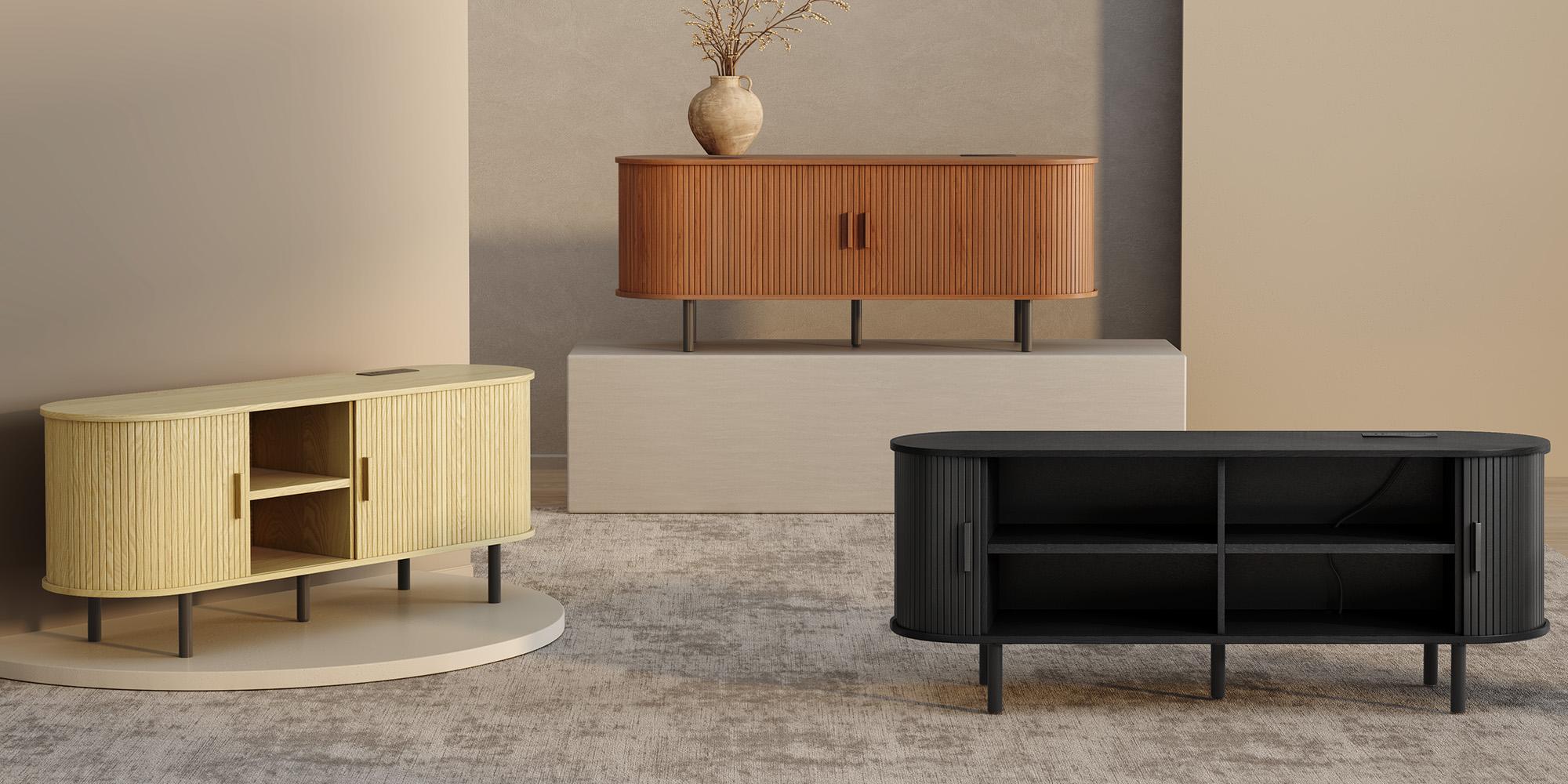 【SPOTLIGHT DAY】ONBRILL Modern Wood TV Stand with Storage and Shelves to Fit up to 80" TVs, Living Room Furniture