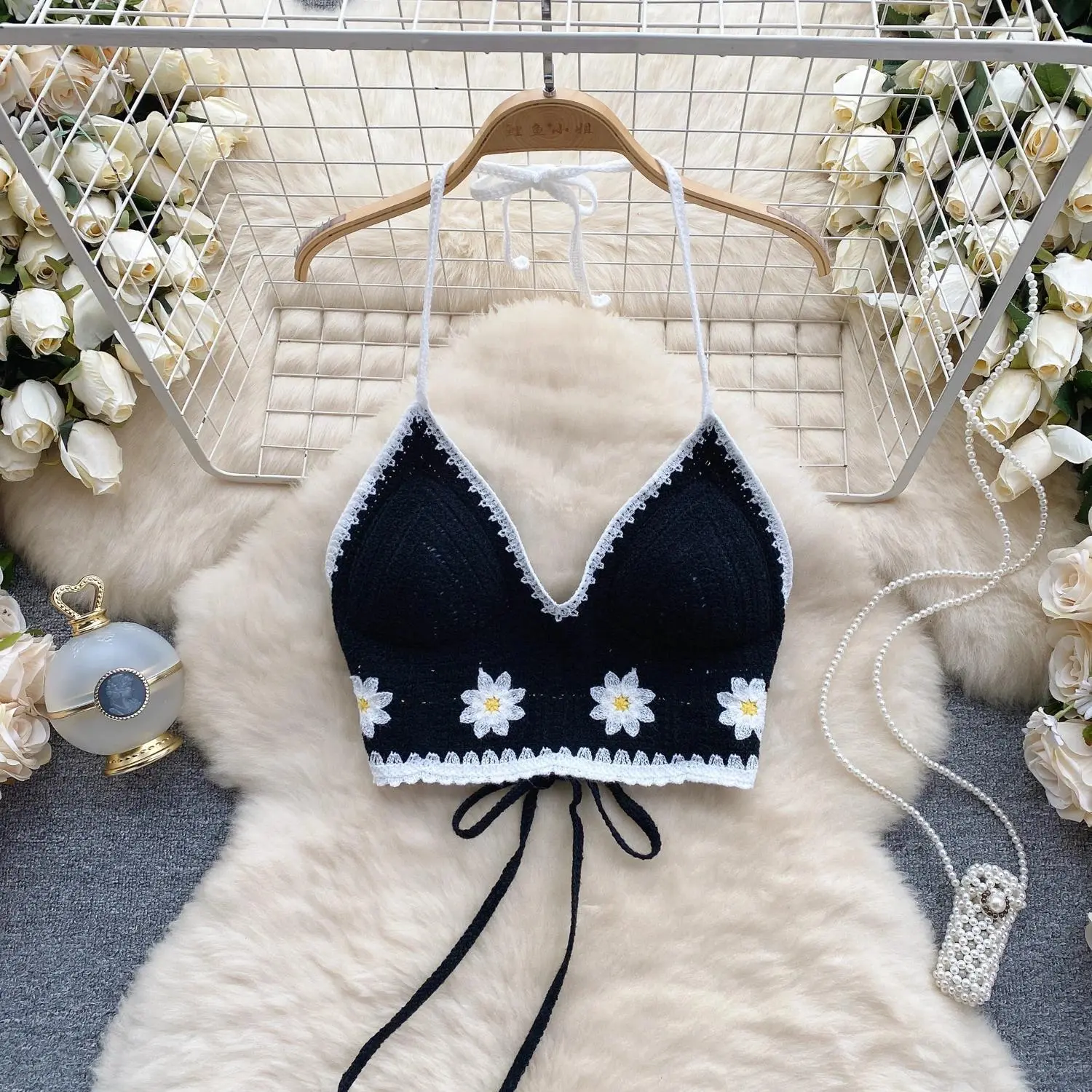 Crochet Crosia Bralette Top with Chest Camis Summer Beach Vacation Outfit