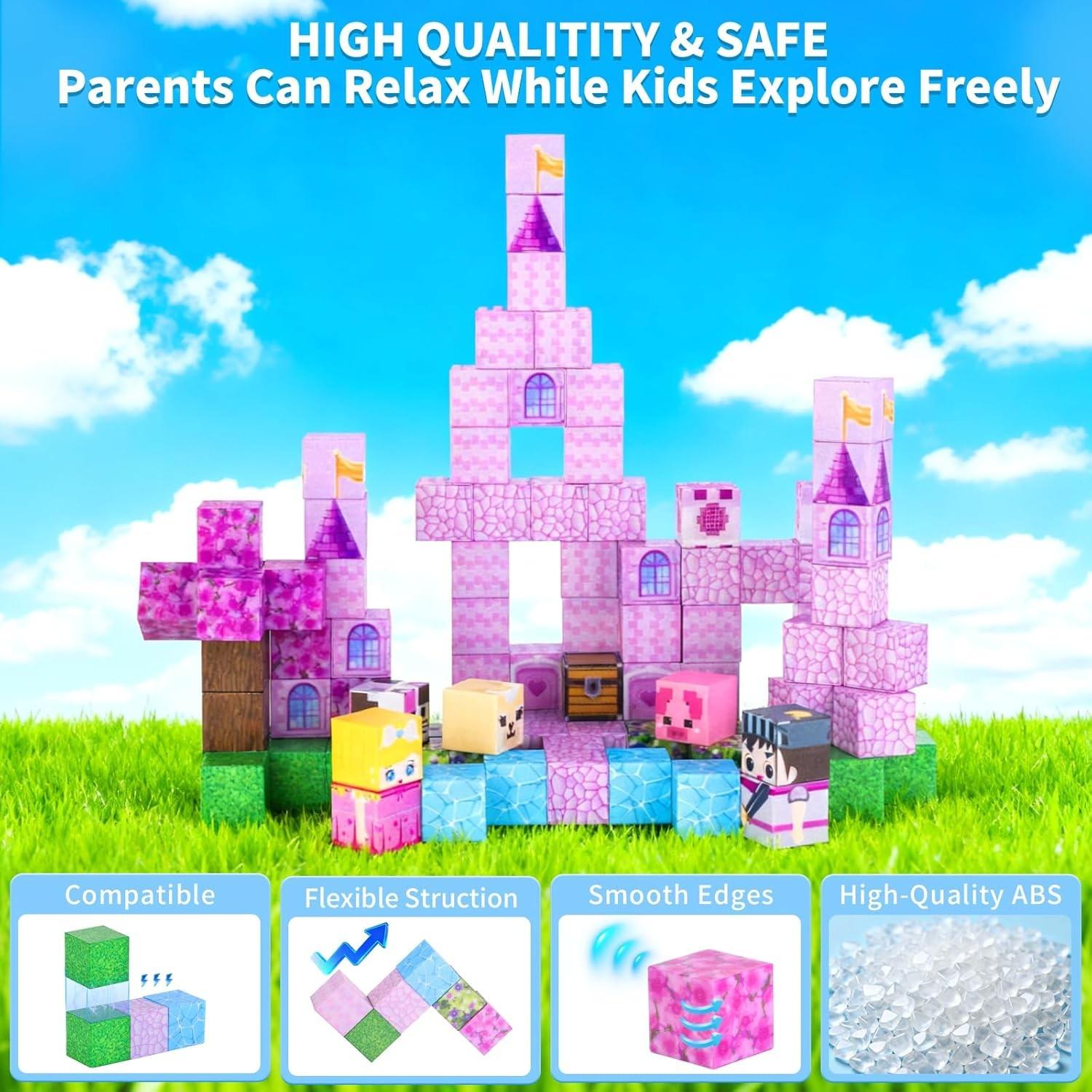 Magnetic Block Puzzle Set, Buildable Magnetic Toy for Kids, Mini Magnetic Building Blocks, Educational Playset