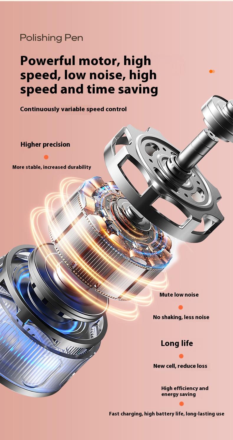 Professional nail salon electric nail buffing machine, USB charging, digital display, portable nail file, nail removal, dead skin removal, nail shaping, complete set of nail art tools