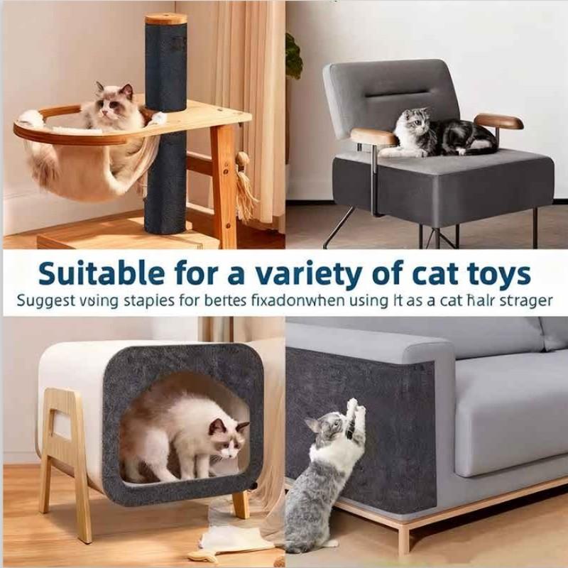 10pc Wall Self-Adhesive Anti-Cat-Scratch Sofa Protector, DIY Cats Scratching Prevention, Linen Material, Trimmable Design, Pet-Friendly