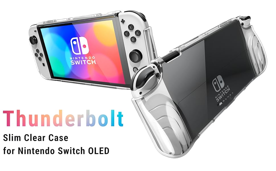 SUPCASE Case for Nintendo Switch OLED 2021, [Thunderbolt Series] Protective Clear Cover with TPU Grip Compatible with Nintendo New Switch OLED 7 Inch Console and Joy-Con Controller