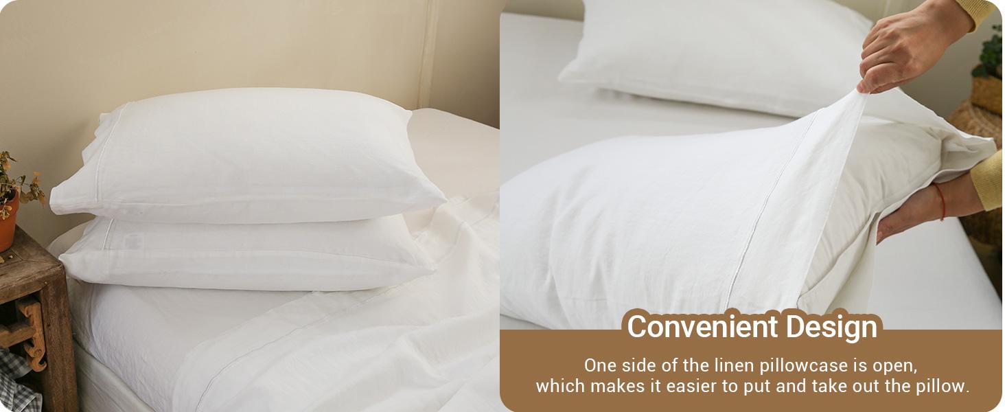 Simple&Opulence 2-Pack 100% French Linen Pillowcases - Washed Solid Color Embroidered, Soft Durable Breathable Cooling Minimalist Bed Linens - Bedroom Decor Decor Inspo Gift Option for TikTok Shop Summer Sale