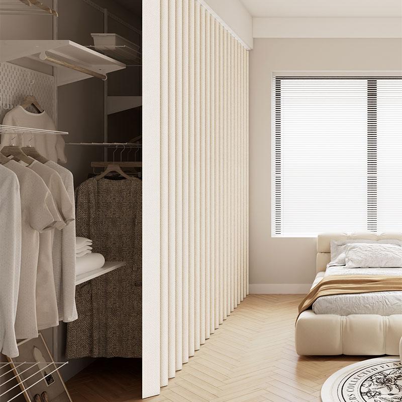 No-Drill Light Filtering Room Divider Curtain Easy Install Curtain for Renters, Foldable Privacy Partition for Small Apartments, Bedroom & Living Room