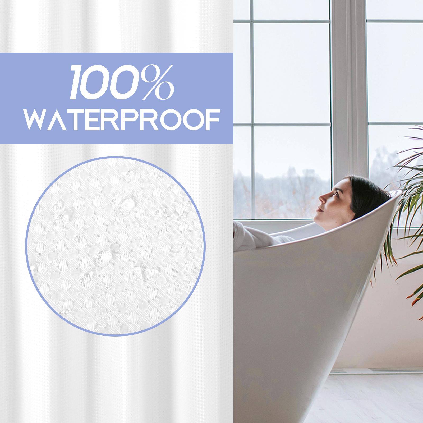 FANI Sage Green Waffle No Hook Shower Curtain with Snap in Liner Waterproof & Washable 72"W x 74"H,72''W x 84''H See Through Top Window Replacement for Bathroom Cortina de ducha impermeable