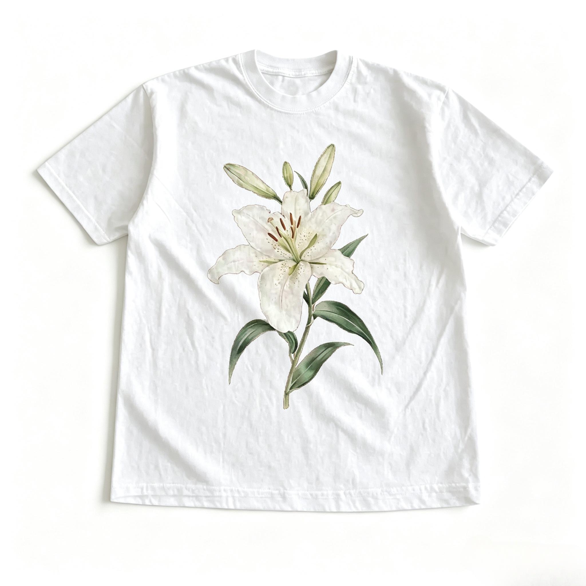 Men's and Women's T-Shirt, Botanical Lily T-Shirt, Flower Shirt, Natural Tee, Gifts Shirt, Unisex Vintage Graphic Tees Gothic Grunge Y2k Emo Scene Amity Affliction Style Clothes Men Women Streetwear