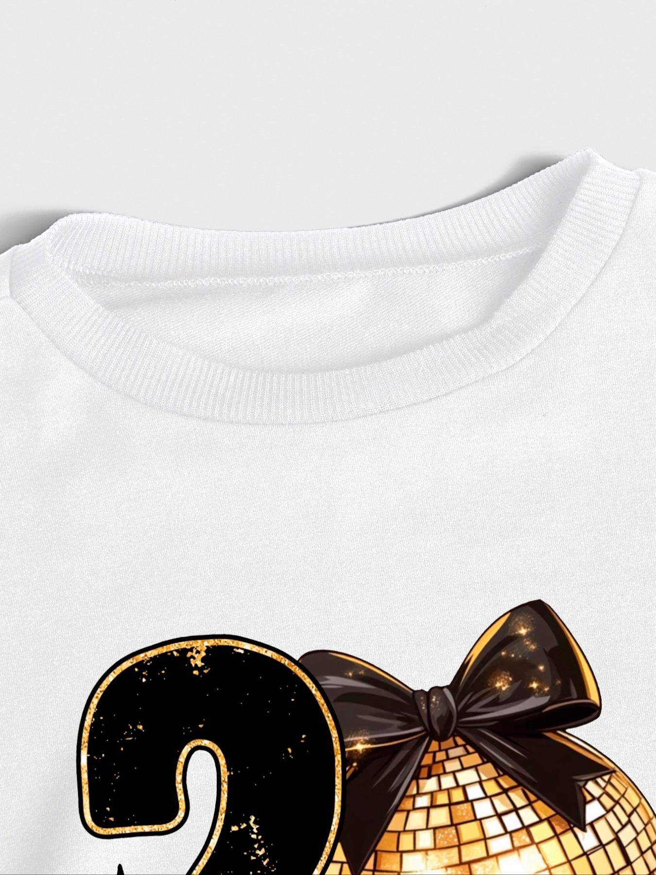 Women's Casual Sweatshirt Set 2 Piece, New Year 2026 Print, Round Neck Long Sleeve, Long Pants, Fall Winter Fashion