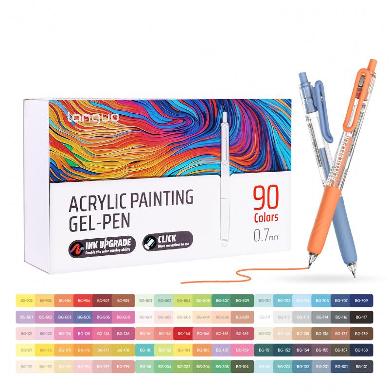 36/54/72/90 Colors Acrylic Painting Gel Pen,Retractable 0.7mm Tip,Rich Color Large Capacity Ink Pens,,For Diary,Card,DIY,Coloring, Doodling, Stackable colors, Clip Acrylic Gel Pen,Crafts Art Supplies, Acrylic Markers