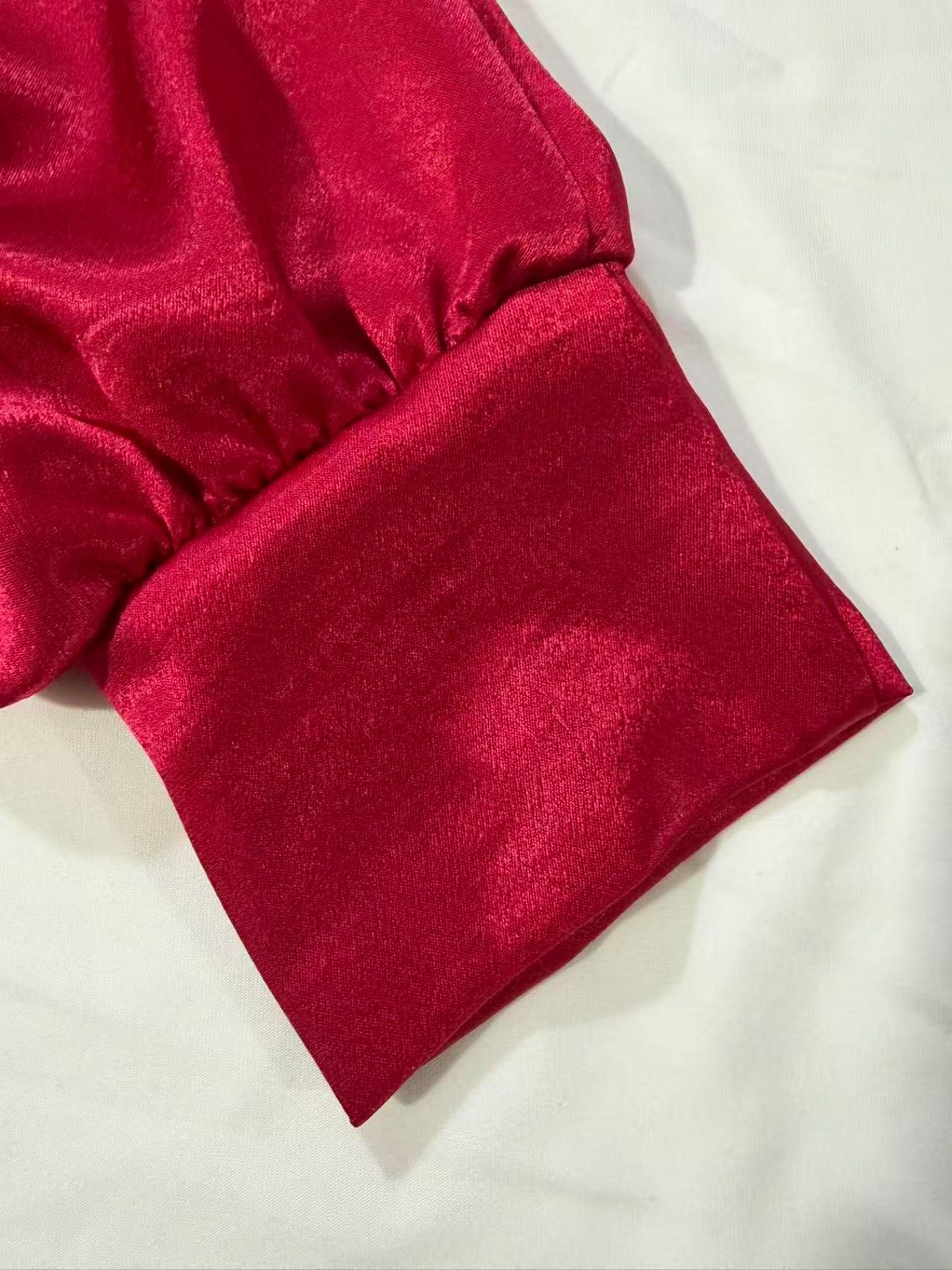 Women's Fashion Pearl V-Neck Solid Long Sleeve Simple Shirt, Elegant Casual Blouse for Daily Wear, Stylish Ladies' Top