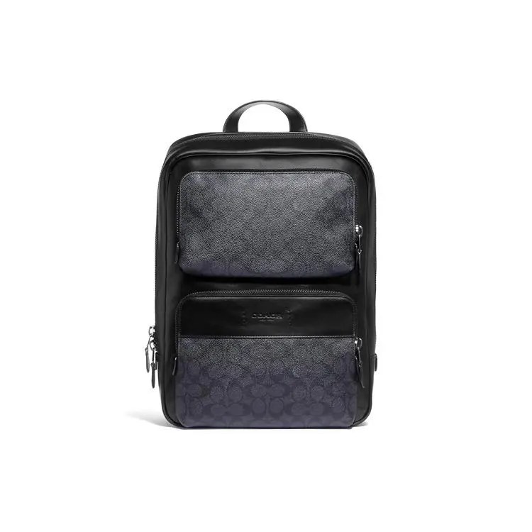 COACH Gotham 29 Drawstring Top-Handle Backpack for Men – Canvas and Leather, Black and Bronze Vintage Print