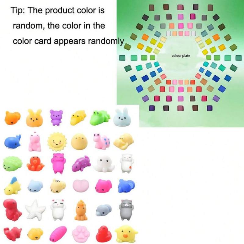 48pcs Mochi Squishy Toys, Mini Animal Squeeze Toys, Stress Relief Toys, Party Favor Bag Fillers, Birthday Party Gifts, Random Colors