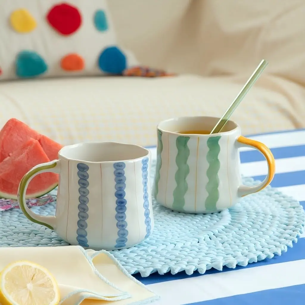 Blue green stripe 2-piece set