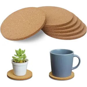 6Pcs Cork Coasters, Tivnhuils 3.9 inch Cork Coaster Desk, Coaster Set for Cup and Plant