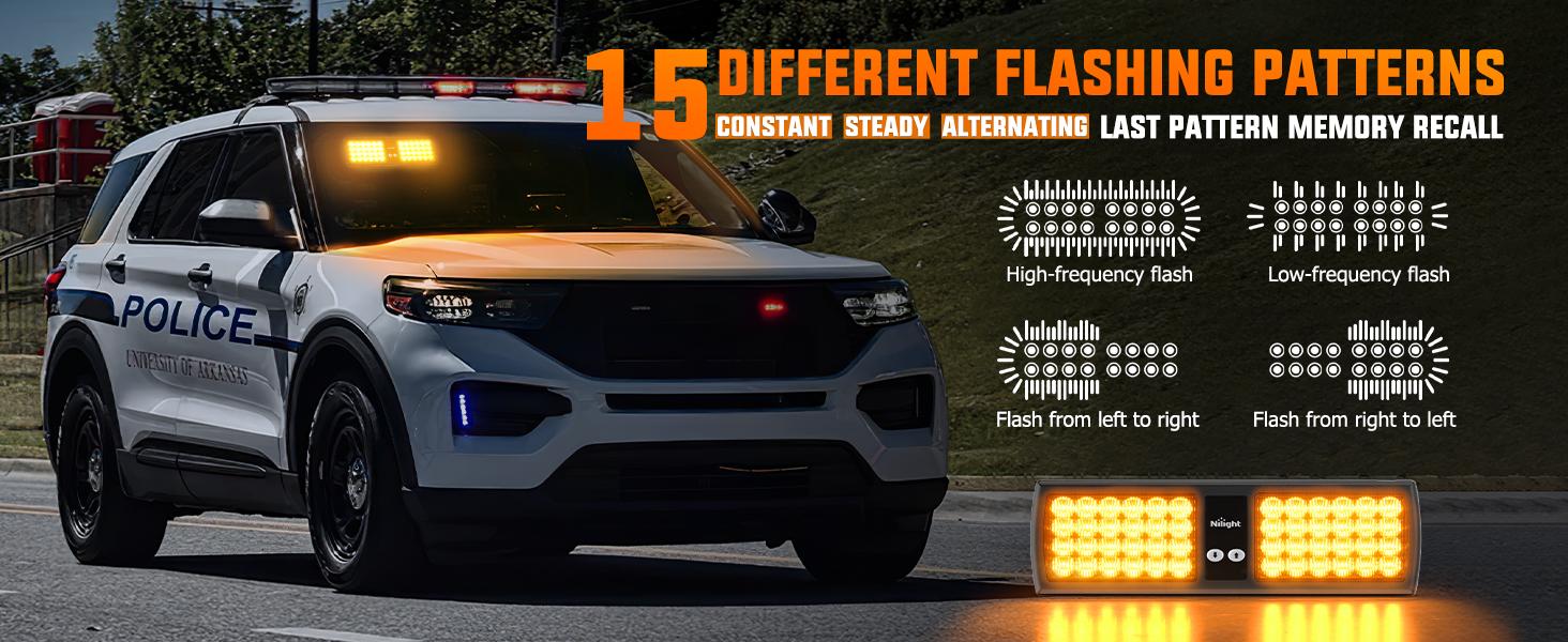 Nilight Amber 48LED Visor Strobe Lights Interior Windshield  Warning Light Super Bright LED  dealsforyoudays