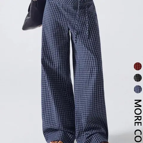 Women's Plaid Print Casual Loose Fitted Wide-Leg Pants for All Seasons, Simple Fashion Design, Comfortable and Stylish, Casual Basic Trousers