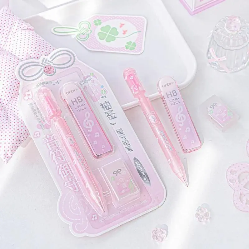 Japanese Omamori Fortune Pencil Set Kawaii Ins Transparent 0.5mm Cute Mechanical Pencil  Aesthetic Study Gift for Students