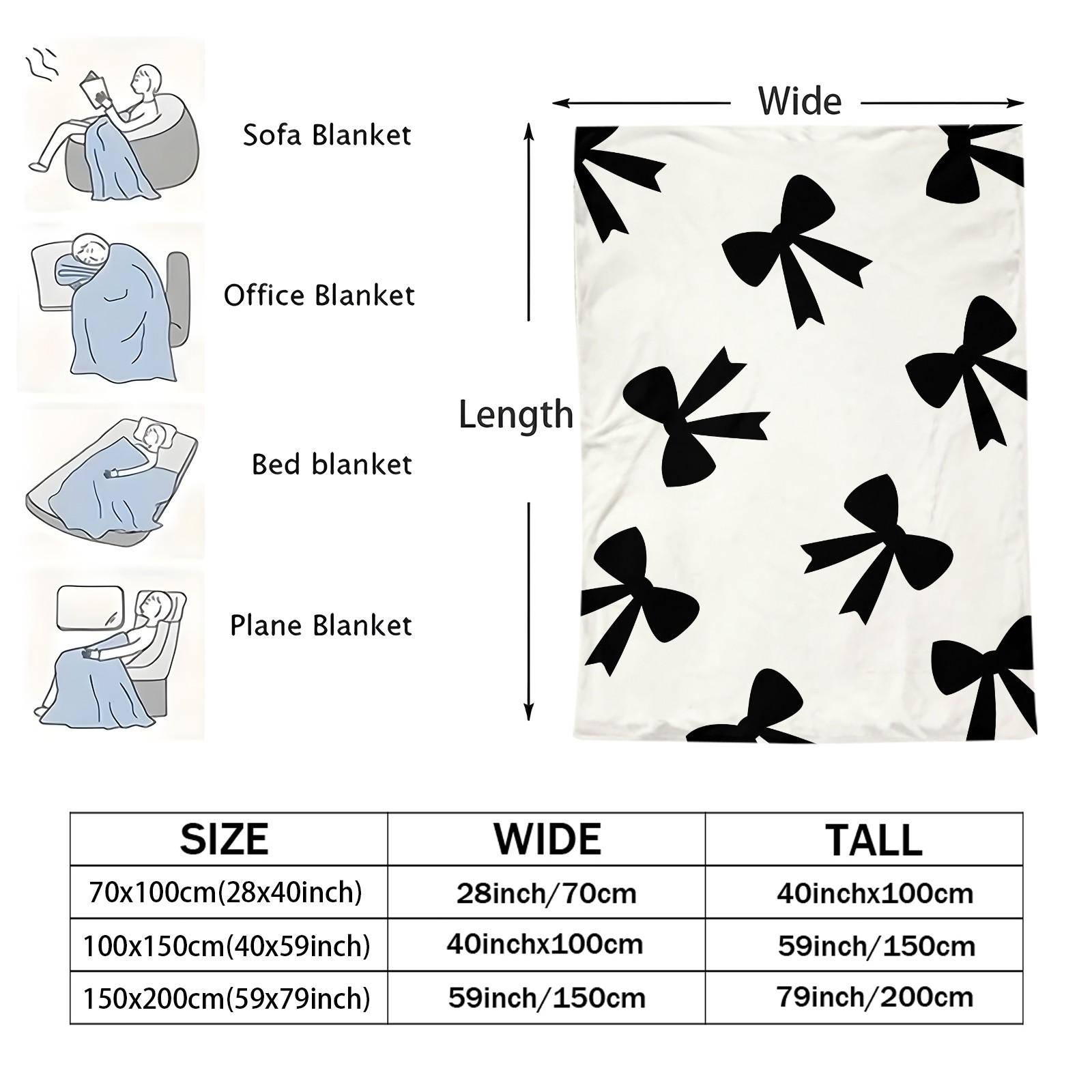 Cute Bow Knot Throw Blanket, Kawaii Pastel Ribbon Soft Flannel Blanket for Sofa Bed, Cozy Gift for Girls Women