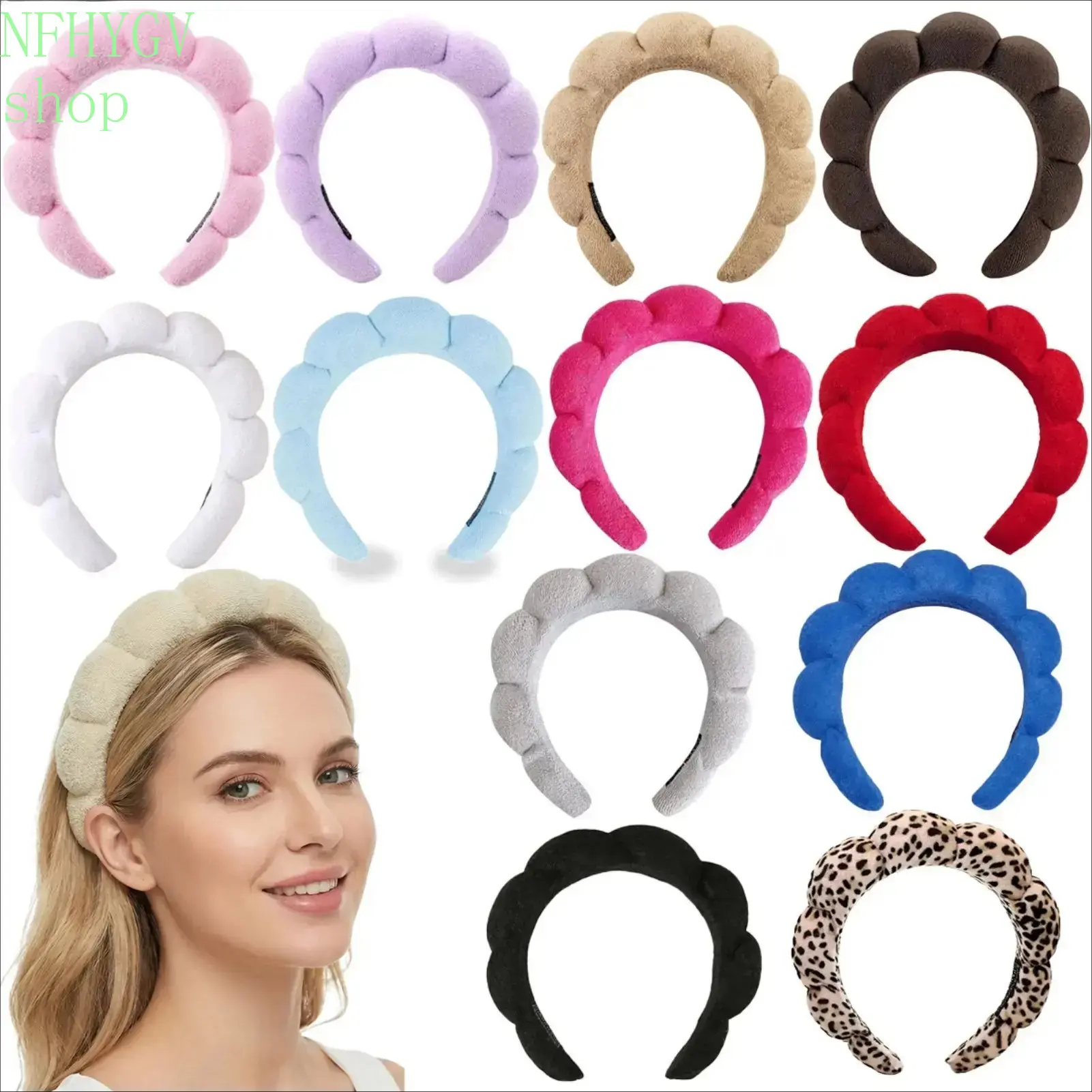 Puffy Cloud Makeup Headband, Soft High‑Crown Synthetic Sponge Fabric, Unisex Anti‑Slip Hair Band, One Size Comfort Accessory for Skincare And Face Washing Routines