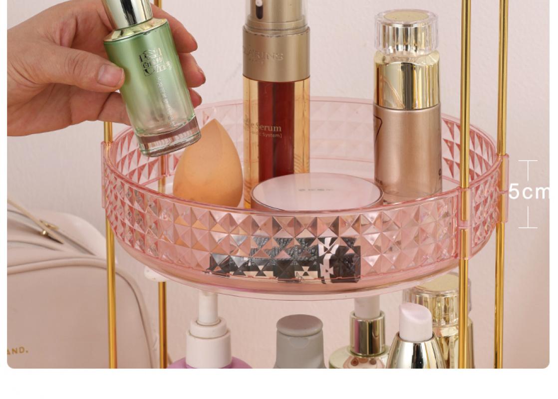 Transparent Diamond Texture Multi-Layer Rotating Storage Rack, Multi-Functional Organizer for Kitchen and Living Room, Home Storage Solution