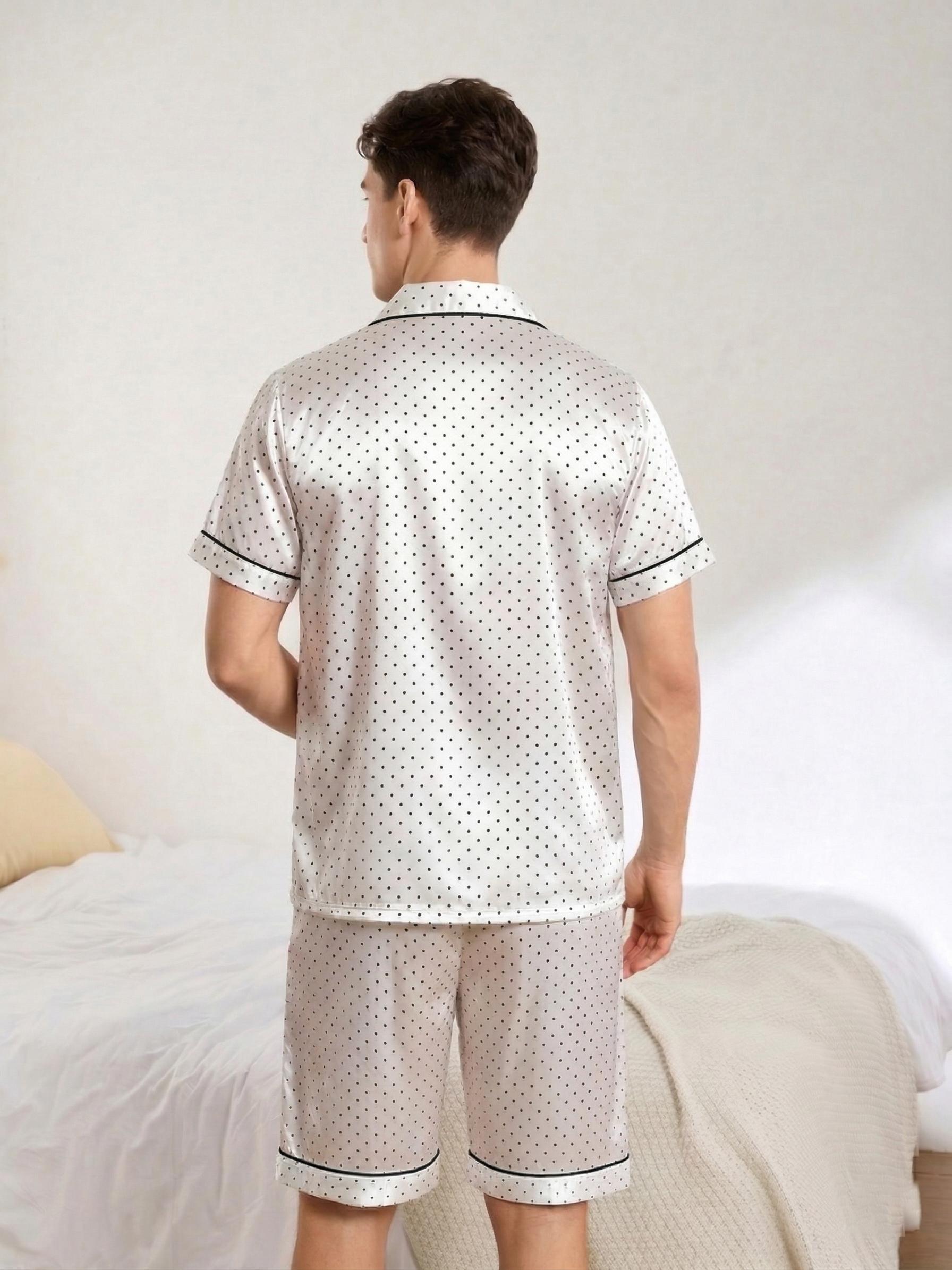 Couple Casual Sleepwear Set, Two-Piece Short Sleeve + Shorts, Ice Silk Comfortable Home Wear, Summer Thin for Men and Women